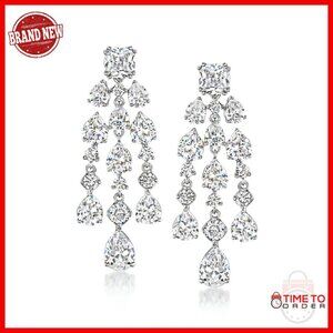 Rhodium-Plated Cubic Zirconia Chandelier Earrings 10.30ct